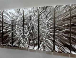Abstract Metal Wall Art Extra Large Multiple Panel Silver Eye of the 