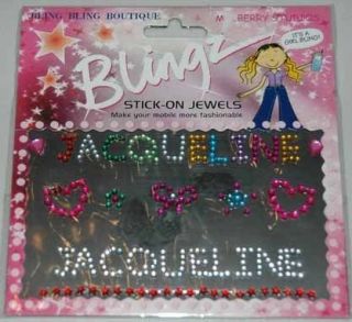 BLING BLING BOUTIQUE BLINGZ STICK ON JEWELS NAMES JACQUELINE 