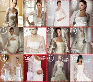 12 Styles Wedding Bridal Long/Half Sleeve Beaded Lace Jacket/ Bolero 