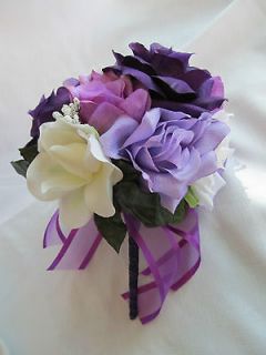 Purple Ivory Lavender BB breath Silk Bridal Toss Bouquet