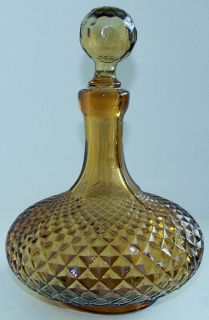   Retro Ornate Glass MADE IN ITALY Amber Gold Decanter GENIE Bottle
