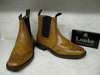 Loake 1880 Thirsk Tan Leather Traditional Brogue Chelsea Boots