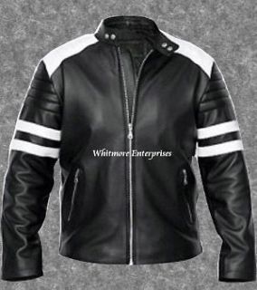 Tyler Durden Brad Pitt Fight Club Black Leather Jacket