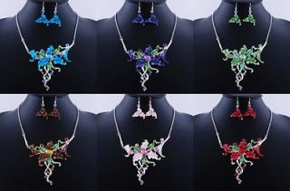 W19767 Flower Bridal Set Necklace and Earrings,Use Acrylic Alloy 