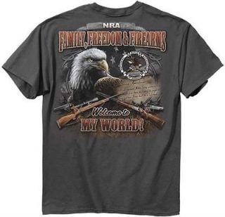 Buck Wear Tee NRA My World Family, Freedom & Firearms Licensed T Shirt 