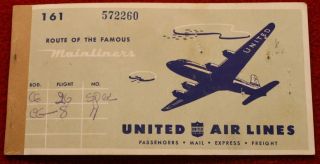 3953) Passenger Coupon United Air Lines Flight Ticket 1946