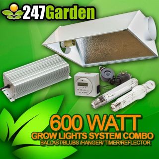 600 Watt HPS/MH Hydroponic Indoor Garden Grow Kit w/Ballast+Air Cooled 