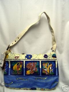 Paul Brent Canvas Carry All Zipper Top Tote Handbag Bag Coral Seas 