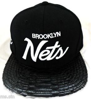 Custom Snapback Mitchell & Ness Brooklyn Nets Black Python Snakeskin 