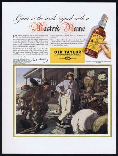 1937 Old Taylor Whiskey Bret Harte Author Western Cowboy Pioneer Ad