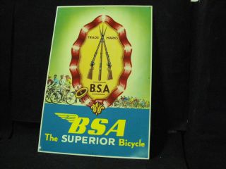 Original Vintage Raleigh BSA Bicycle Sign 28 advertising shop NOS 