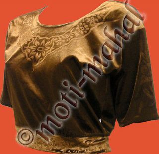 Sari Top   Choli   Blouse   T.Shirt / Size 32   42 / Gold Brown / MM56