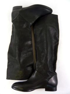 NEW J. CREW WOMENS SUTTON TALL FLAT LEATHER BOOTS BLACK SIZE 9 Retail 