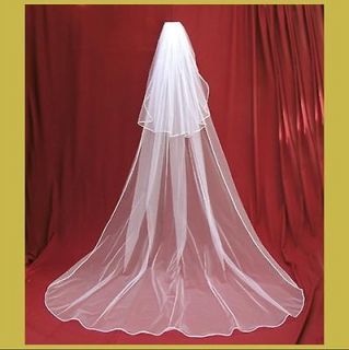 Long White Wedding Bridal Veil 2T  Chapel 2.5 + 0.5 Meters + Free 