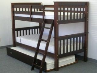 BUNK BED Twin over Twin Mission style in Cappuccino with Twin Trundle