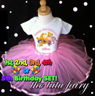 Bubble Guppy Guppies friends birthday girl outfit set light pink tutu 