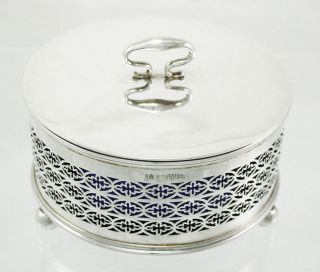Antique Silver Lidded Butter Dish Large Circular Pierced Sides BLG 