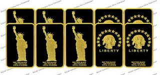 10x ★ STATUE OF LIBERTY ★ INDIAN ★ 24k .999 FINE GOLD CLAD 