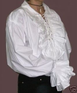 NEW Victorian/ Goth/ Pirate Mens White Ruffled Cotton Shirt, XXL
