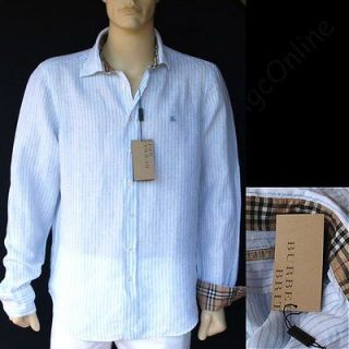 BURBERRY BRIT Authentic New Mens Linen Check Shirt sz L Plaid