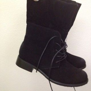 NEW  Black Suede Bucco Pilgrim Boots Size 6 Forever 21 H&M Urban 