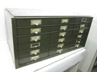 Vintage 18 Drawer Metal File Cabinet 32.75 x15.5h x18deep