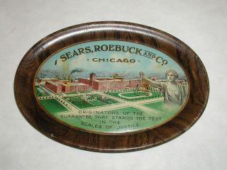  ROEBUCK & CO CHICAGO VINTAGE TIN TIP TRAY ADVERTISING 47 T