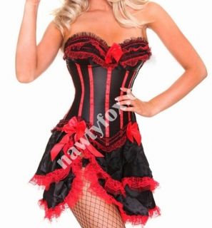 Sexy Burlesque Moulin Rouge Red Corset,Skirt Womens Costume Set S 2XL
