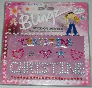 BLING BLING BOUTIQUE BLINGZ STICK ON JEWELS NAMES CHRISTINE 