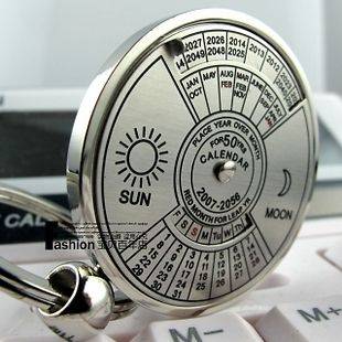  Compass Metal KeyChain Ring,50 years perpetual calendar Keyring keyfob