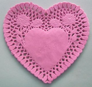 Pink Paper Doilies Heart 15.5cm Pk 20 Perfect for Cardmaking 