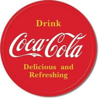 Coke Coca Cola Button Logo Metal / Tin Sign 11.75” Diameter (#1658)
