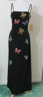 Size 6 Black ALYCE Formal Gown w/Embroidered BUTTERFLIES~Prom Cruise 