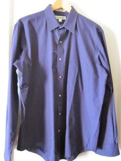 Cacharel Vintage Dark Navy Dress Shirt, Size Large, Poplin Cotton 