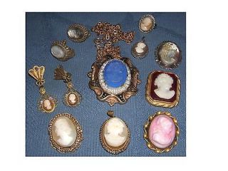   10 Nice Pcs Antique & Older Vintage Cameo Jewelry Locket Pins
