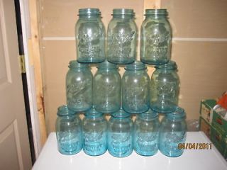 12 Blue Aqua Ball Perfect Mason quart canning craft wedding jars Lot