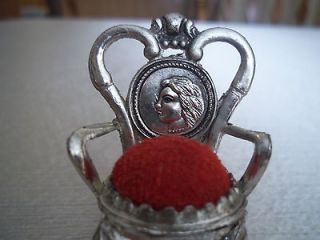 Rocking Chair Pin Cushion With Cameo Head On Seat Back Small Metal