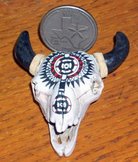 Dollhouse Miniature Dudley Native American Indian Buffalo Skull Black 