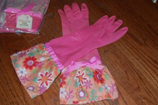 Kitchen Couture Vintage Style Designer Dishwashing Rubber Gloves New 