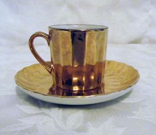Vintage Gold Lefton China Tea Cup Espresso Coffee Cup Saucer Set