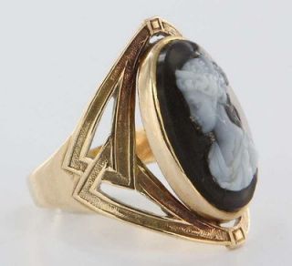   Cameo Gold Mens Ring Band Cocktail Fine Old Vintage Estate Jewelry