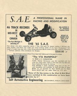 Vintage 1965 S.A.E. (Solt) Racing Go Kart Ad