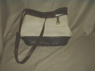 Capezio Adjustable Brown and White Shoulder Strap Womens Purse Bag