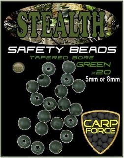 CARP FORCE STEALTH SAFETY BEADS 8MM CAMO RIG BEADS CHOD BEAD SHOK 