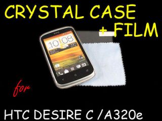 Clear Crystal Cover Hard Case + Screen Protector for HTC Desire C 
