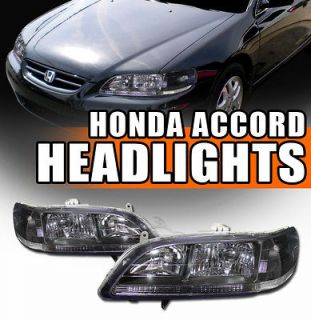Direct Replacement 98 02 Accord JDM Blk Housing Clear Lens Headlights 