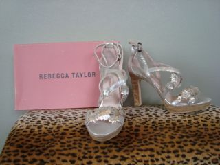   Rebecca Taylor Silver Floral Leather Shoes CARRIE NIB sz 8.5