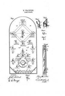 US Patent Office Wachters Baseball Bagatelle 1890s Patent Drawings
