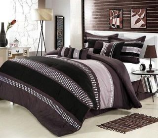 Castle Rock Purple/Black/B​eige 8 piece Luxury Comforter Bedding Set 