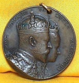 1902 Coronation Bronze Medallion King Edward VII & Brittania Pierced